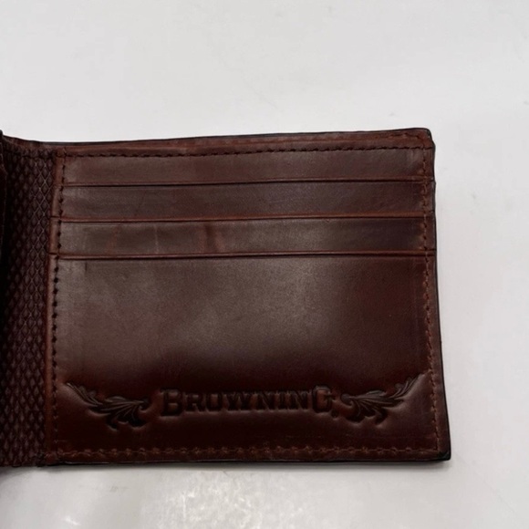 Browning Genuine Leather Western Bi-fold Billfold Men's Wallet, Brown - Picture 4 of 8